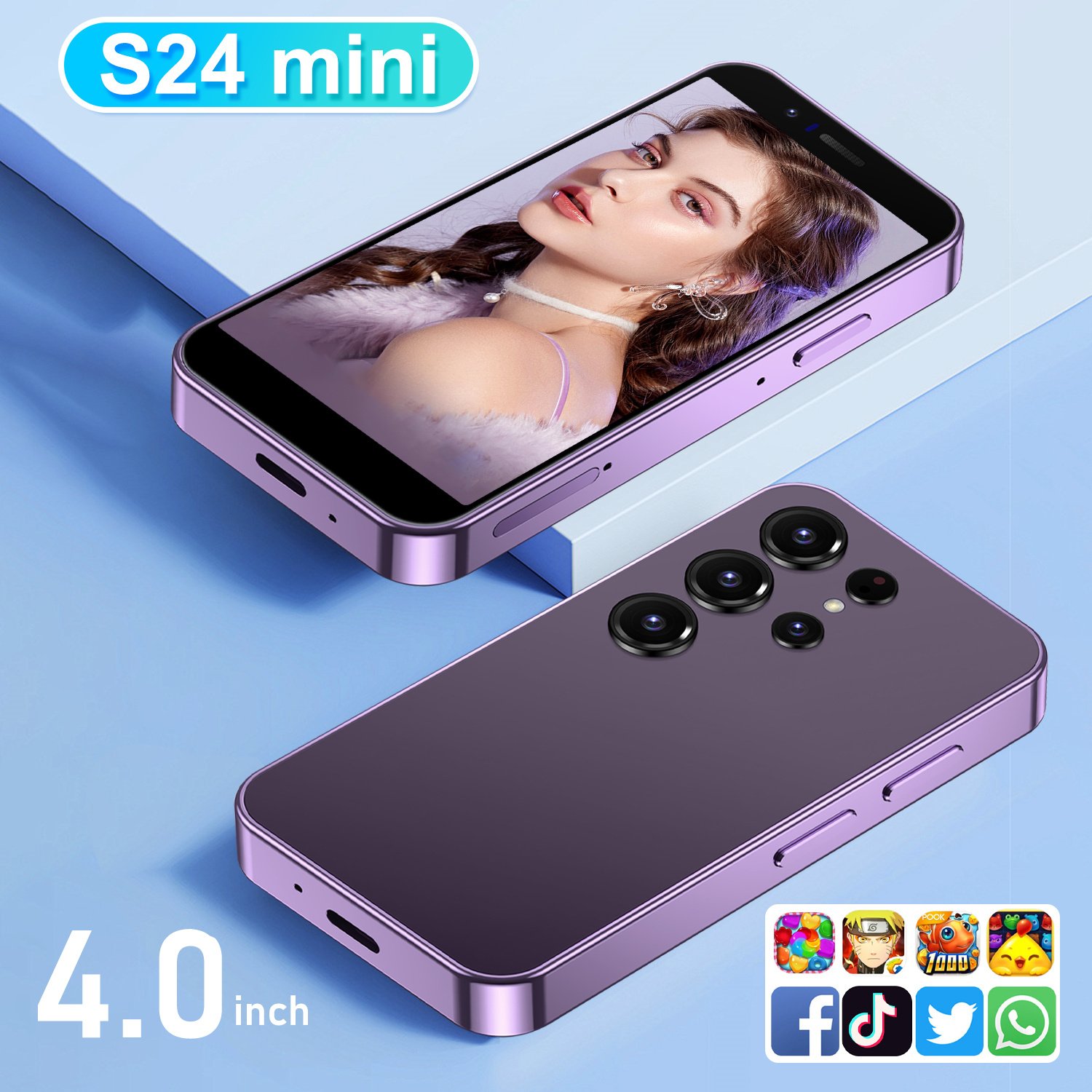 2024 New popular S24 mini cell phone unlocked dual SIM card IPS Screen WiFi & GPS 3G Smart Pocket Mini Android Phone
